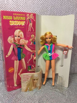 Vintage 1969 Dramatic Living Skipper Barbie Doll Mattel Nrfb
