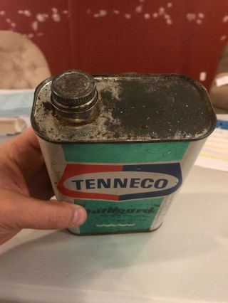 Vintage Tenneco Outboard Motor Oil Can Great Graphics Rare Flat Quart 5