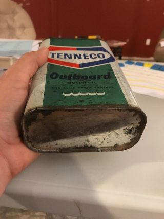 Vintage Tenneco Outboard Motor Oil Can Great Graphics Rare Flat Quart 6