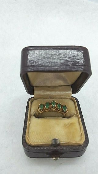 Antique 10K Rose Gold Ring with Marquise - Cut Emeralds 2