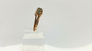 Antique 10K Rose Gold Ring with Marquise - Cut Emeralds 4