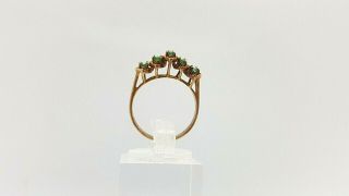 Antique 10K Rose Gold Ring with Marquise - Cut Emeralds 5