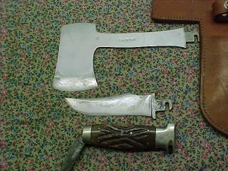 Vintage Case Knife - Axe Combo with leather sheath.  as Found W/ Issues 5