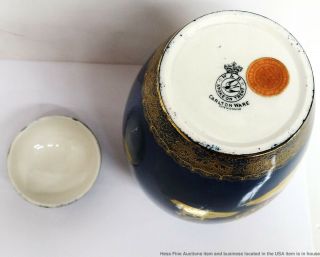 Vintage Art Deco Carlton Ware Gilt Blue Porcelain Pagoda Covered Ginger Jar 8