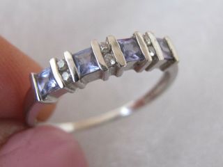 A7 Vintage 10k White Gold Amethyst Ring Band Size 6.  5