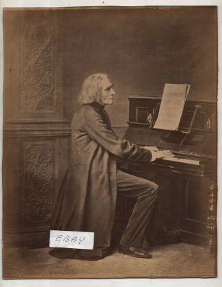 Franz Liszt At Piano,  Antique Photo,  10 " X 8 ",  Sepia Vintage Photo