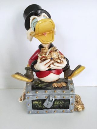 Extremely Rare Walt Disney Scrooge McDuck on Treasure Chest Figurine Statue 2
