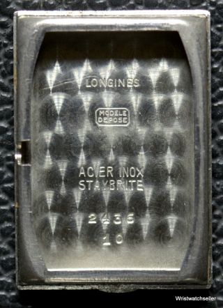 Rare Vintage 1938 Longines Stainless Steel Curvex Art Deco 43MM Cal.  25.  17 9L 10