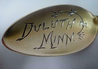 Antique Sterling Silver Souvenir Spoon Full Figural INDIAN Handle,  Duluth Minn. 5