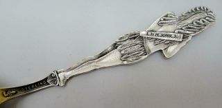 Antique Sterling Silver Souvenir Spoon Full Figural INDIAN Handle,  Duluth Minn. 6