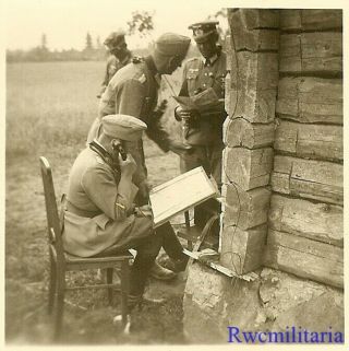 Rare: Wehrmacht General On Field Phone By Hq Staff Officers; Russia