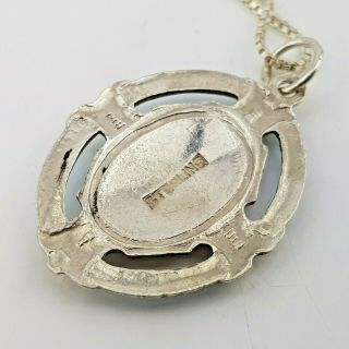 Vintage Sterling Silver Guilloche Enamel Pendant Necklace 5