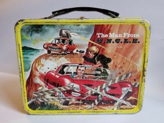 1966 The Man From U.  N.  C.  L.  E.  Vintage Metal Lunch Box and Thermos Spy UNCLE 1960s 3