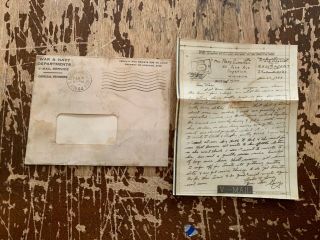 January 23 1944 Wwii V - Mail Letter With Envelope War & Navy