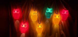 Vintage Retro 13 ' Blow Mold Owls Patio RV Glamping Party Lights String of 7 2