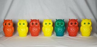 Vintage Retro 13 ' Blow Mold Owls Patio RV Glamping Party Lights String of 7 3