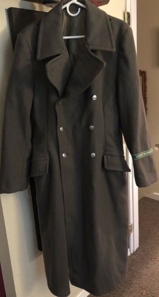 Collectible Vintage Military German Border Control Double Breasted Wool Overcoat