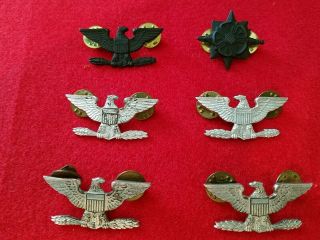 54 Us Wwii Sterling Colonels Uniform Badge Insignia - Five Pin Group Set