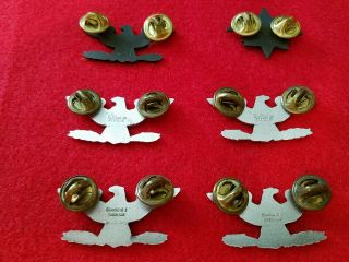 54 US WWII Sterling Colonels Uniform Badge Insignia - five pin group set 2
