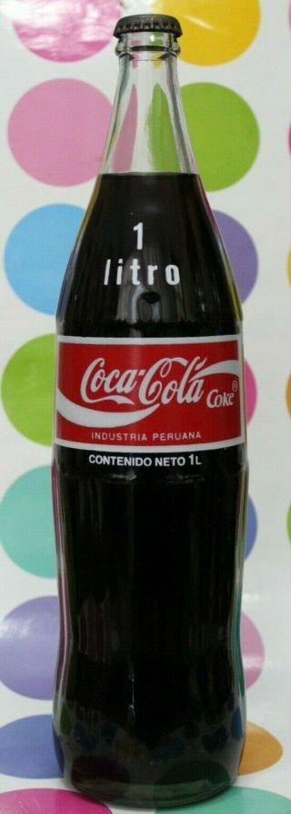 Peru South America Coca Cola Big Tall Bottle Acl Rare Vintage 1 Liter 1000