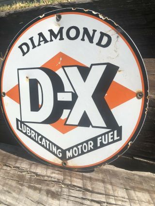 Vintage D - X Gasoline Porcelain Sign Food Gas Oil Pump Plate Station