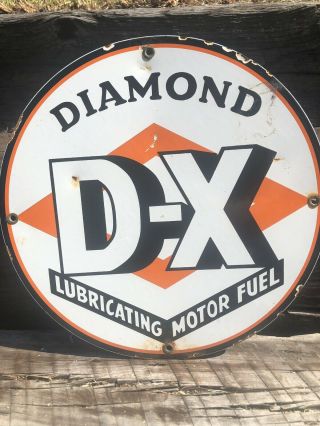 VINTAGE D - X GASOLINE PORCELAIN SIGN FOOD GAS OIL PUMP PLATE STATION 2