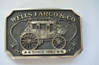 1973 Wells Fargo & Co Sterling Silver X238 Belt Buckle Carriage 122.  6 Grams