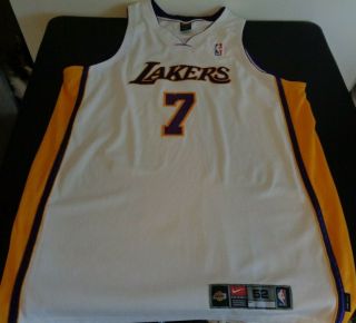 Lamar Odom Los Angeles Lakers Vintage Nike Sewn Size 52 Dri - Fit Jersey Nba White