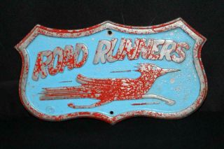 Vintage Rat Rod Car Club Plaque Sign Road Runners Automobile Hot Rod