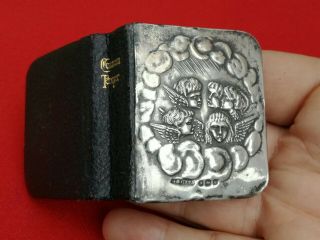 Antique Sterling Silver Miniature Prayer Book 1904 Cherubs Angels Art Nouveau