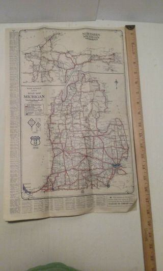 VINTAGE MICHIGAN MOTOR TRAILS ARE CALLING MAP RED CROWN GASOLINE STANDARD OIL CO 6