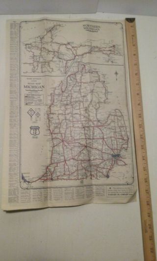 VINTAGE MICHIGAN MOTOR TRAILS ARE CALLING MAP RED CROWN GASOLINE STANDARD OIL CO 7