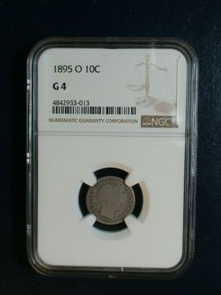 Rare 1895 O Barber Dime Ngc Good 4 Better Date 10c Silver Coin Buy It Now