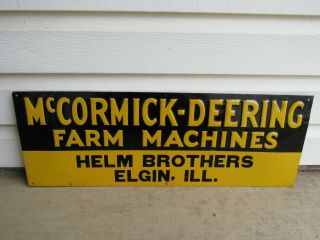 Vintage Mccormick Deering Farm Machines Embossed Tin Sign