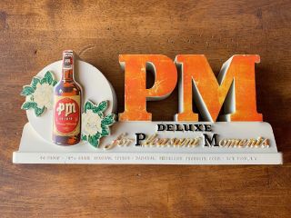 Vintage Rare Pm Deluxe Whiskey Backbar Chalk Statue Sign 40’s Or 50’s?
