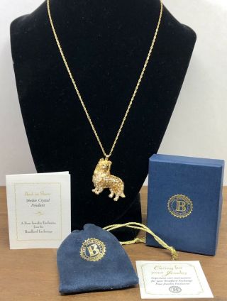 Bradford Exchange " Best In Show " Sheltie Pendant Necklace W/ Swarovski Crystals