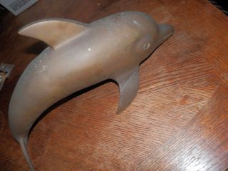 Vintage Large Brass Dolphin Figure Figurine Large 17 1/2 X 7 In.