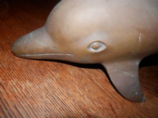 Vintage Large Brass Dolphin Figure Figurine Large 17 1/2 x 7 in. 4