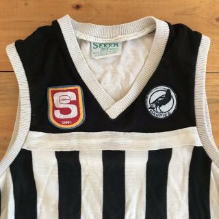 SANFL Vintage Port Adelaide Magpies SEKEM football guernsey 105cm L/XL rare 2