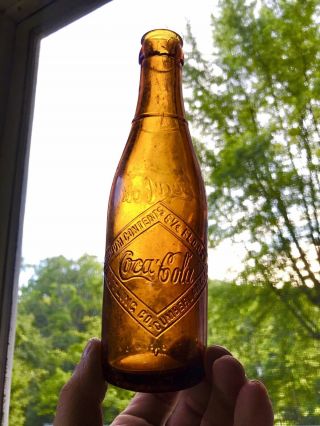 Rare Amber Double Diamond Straight Side Coca Cola Bottle Cumberland Md Look