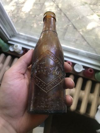 Rare Amber Double Diamond Straight Side Coca Cola Bottle Cumberland Md Look 3