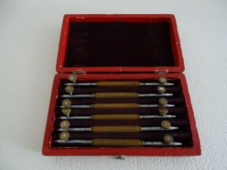Watchmakers Vintage Set Of 6 Jeweling Tools Believed To Be For Rubbed In Setting