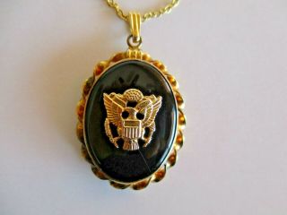 Ww Ii Us Army Military Sweetheart 1/20 12k Gf Necklace Photo Locket