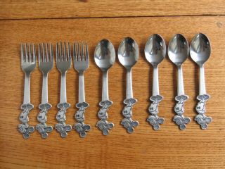 Vintage Walt Disney Mickey Mouse Spoons & Forks By Bonny - 4 Forks - 5 Spoons 2
