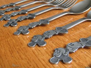 Vintage Walt Disney Mickey Mouse Spoons & Forks By Bonny - 4 Forks - 5 Spoons 3