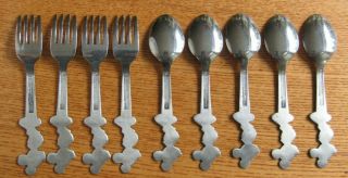 Vintage Walt Disney Mickey Mouse Spoons & Forks By Bonny - 4 Forks - 5 Spoons 4