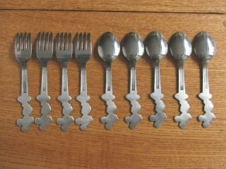 Vintage Walt Disney Mickey Mouse Spoons & Forks By Bonny - 4 Forks - 5 Spoons 5