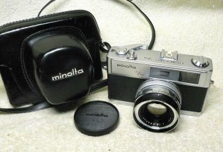 Vintage Minolta Hi - Matic 7s 35mm Camera W/rokkor Pf 45mm F/1.  8.  Collector Quality