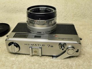 Vintage Minolta HI - MATIC 7S 35mm Camera w/Rokkor PF 45mm f/1.  8.  COLLECTOR QUALITY 4