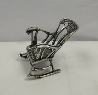 Solid Silver Sterling 800 Miniature Rocking Chair 4